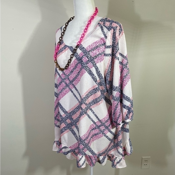 Motherhood Maternity sz XL top in Patel plaid casual loose fitting tunic length - Picture 1 of 10